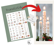Load image into Gallery viewer, Kerzenfolie Kerzentattoo &quot; Caspar - Adventskranzkerze &quot; Weihnachtsgeschenk | Zahlen 1-4 | Dala | Haus | Stabkerze - Kerzensticker DIY
