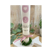 Load image into Gallery viewer, Kommunionkerze &quot;Hanna&quot; christliche Symbole - personalisiert
