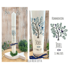 Load image into Gallery viewer, Kommunionkerze &quot;Joel&quot; Lebensbaum - personalisiert
