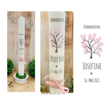 Lade das Bild in den Galerie-Viewer, Kommunionkerze &quot;Josefine&quot; Lebensbaum - personalisiert
