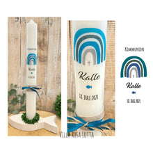 Load image into Gallery viewer, Kommunionkerze &quot;Kalle&quot; Regenbogen - personalisiert
