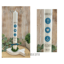 Load image into Gallery viewer, Kommunionkerze &quot;Kasimir&quot; christliche Symbole - personalisiert
