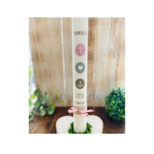 Load image into Gallery viewer, Kommunionkerze “Liese“ christliche Symbole - personalisiert
