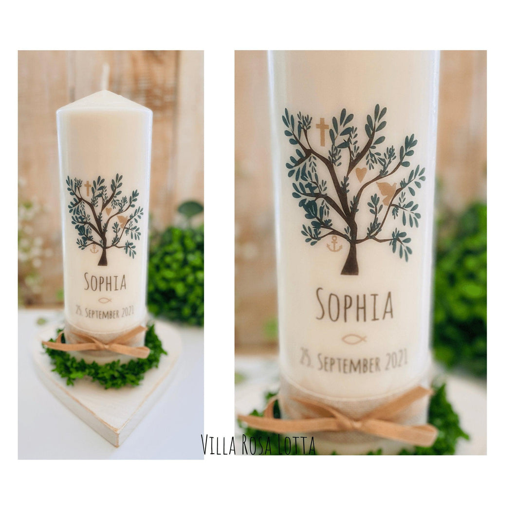 Kommunionkerze “Sophia” Lebensbaum - personalisiert