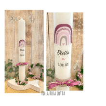 Load image into Gallery viewer, Kommunionkerze &quot;Stella&quot; Regenbogen - personalisiert
