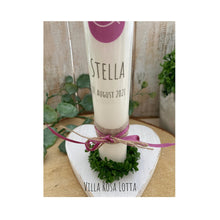 Load image into Gallery viewer, Kommunionkerze “Stella“ christliche Symbole - personalisiert

