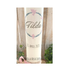 Load image into Gallery viewer, Kommunionkerze &quot;Tilda&quot; Blätterkranz - personalisiert
