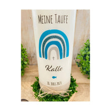 Load image into Gallery viewer, Taufkerze / Konfirmationskerze &quot;Kalle&quot; Regenbogen - personalisiert
