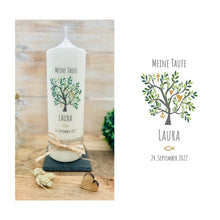 Load image into Gallery viewer, Taufkerze / Konfirmationskerze “Laura” Lebensbaum - personalisiert
