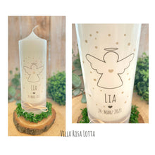 Load image into Gallery viewer, Taufkerze / Konfirmationskerze “Lia” Schutzengel - personalisiert
