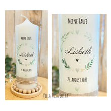 Lade das Bild in den Galerie-Viewer, Taufkerze / Konfirmationskerze &quot;Lisbeth&quot; Herzenkranz - personalisiert
