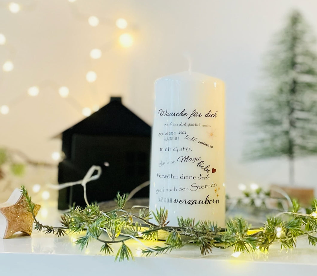 Weihnachtskerze/Adventskerze * Hera * Wünsche für Dich Dekokerze + Kerze