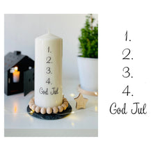 Lade das Bild in den Galerie-Viewer, Weihnachtskerze/Adventskerze &quot;Hjördis&quot; Kalenderkerze 1-4 GOD JUL
