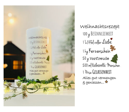 Weihnachtskerze/Adventskerze * Irma Weihnachtsrezept *Dekokerze + Kerze Lebkuchen Tannenbaum Herz Stern