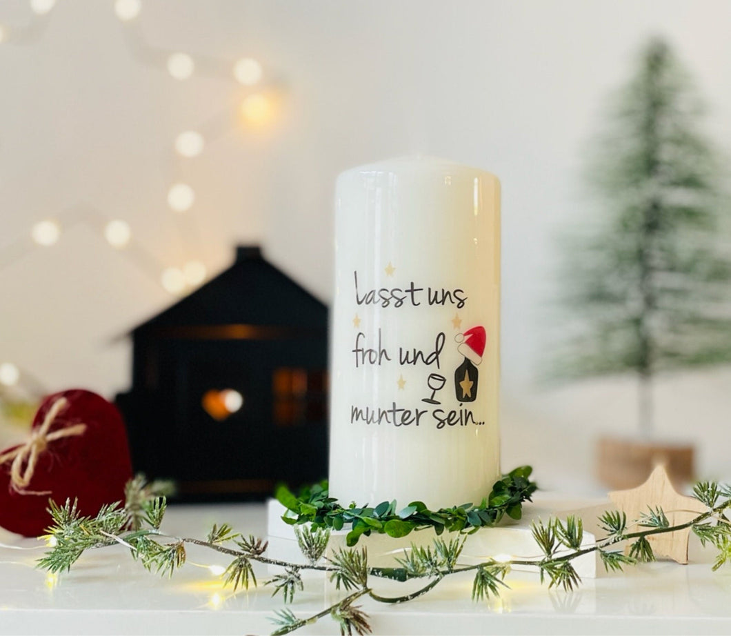 Weihnachtskerze/Adventskerze * Klaas - Lasst uns froh und munter sein * Nikolausmütze & Weinglas