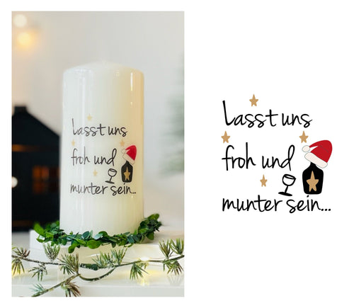 Weihnachtskerze/Adventskerze * Klaas - Lasst uns froh und munter sein * Nikolausmütze & Weinglas