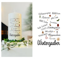 Lade das Bild in den Galerie-Viewer, Weihnachtskerze/Adventskerze * Skadi Winterzauber * Kerze mit Text und winterlichen Motiven
