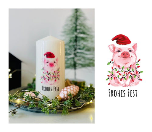 Weihnachtskerze/Adventskerze* Victor Weihnachtsschweinchen * Weihnachtsgrüße 
