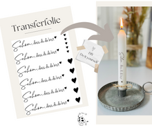 Load image into Gallery viewer, Candle foil/candle tattoo &quot;Zander&quot; Nice that you&#39;re here - candle sticker DIY
