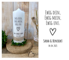 Lade das Bild in den Galerie-Viewer, Hochzeitskerze &quot;Ann&quot; *Ewig Dein, Ewig mein, Ewig uns.* Stempel - personalisiert
