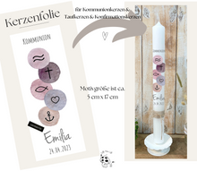 Lade das Bild in den Galerie-Viewer, Kerzenfolie &quot;Emilia&quot; * Kommunionkerze | Taufkerze | Konfirmationskerze * - Kerzensticker personalisiert DIY
