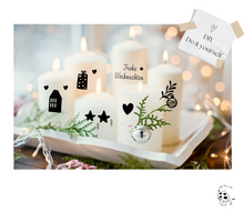 Load image into Gallery viewer, Candle foil candle tattoo &quot;Steve black - Advent candle&quot; * Christmas present | Christmas candle | house | Stick candle | Pillar candle* - DIY candle stickers
